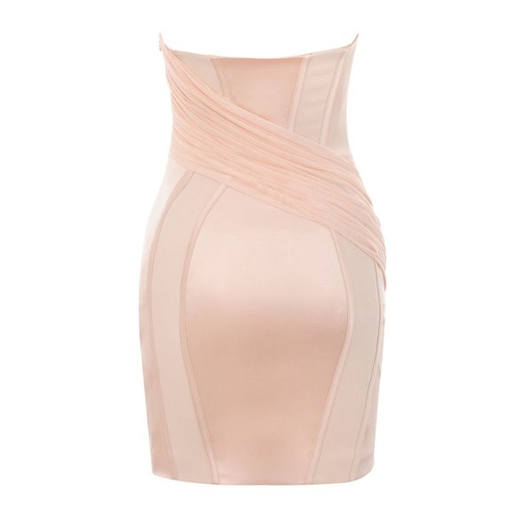 House of CB Gisou Blush Satin Strapless Mini Corset Dress - Picture 10 of 10